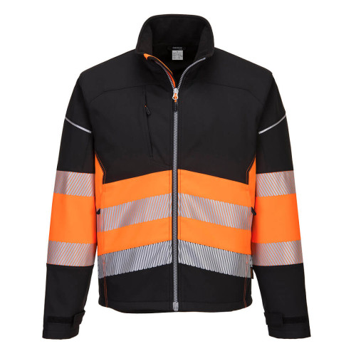 Toolmonkey Portwest PW375 Hi Vis Softshell Jacket Orange Black Medium